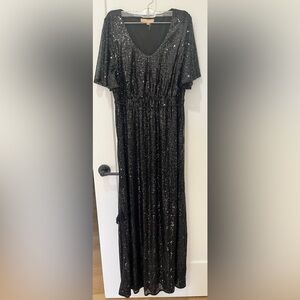 Elegant Black Sequin Maxi Dress